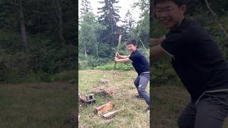 Chopping wood in Hokkaido [upl. by Emiolhs656]