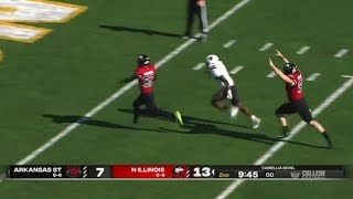 Northern Illinois kicker SPEEDY 32 yard fake field goal TD vs Arkansas State 😨 [upl. by Suirred]