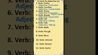 12 Verb To Adjective a in English  10 minute class  shorts [upl. by Uhp]