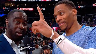 Russell Westbrook made a Number 1 Gesture in his postgame interview after beating the Lakers 🎤 [upl. by Atikir669]