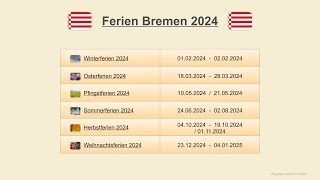 Ferien Bremen 2024 [upl. by Lyrred]