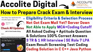 Accolite Digital Hiring How to PREPARE amp CRACK Exam amp Interview ALL ASKED CODING amp APTITUDE SOLUTION [upl. by Ayila]