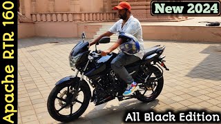 2024 TVS Apache RTR 160 2V Review  New All Black Edition  Price amp Mileage [upl. by Esch616]