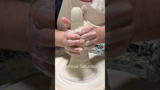 Throwing a ridged gooseneck vase on the potterywheel  pottery ceramicart sensualsaturday [upl. by Lauter]