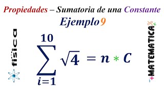 Notación Sigma Propiedades  Sumatoria de una constante  Ejemplo 9 [upl. by Dyraj745]