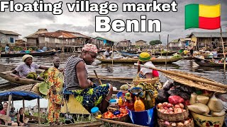 Rural village market day in a floating village Ganvie Benin🇧🇯 West African Largest floating village [upl. by Dawaj]