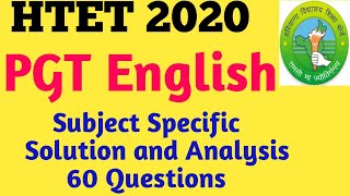 HTET PGT English 2020  Subject Specific Section  60 Questions Analysis  Imp for tgt pgt eng [upl. by Chally]