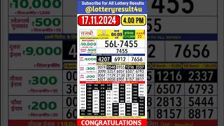 Rajshree Lottery Result at 4 PM on 17112024 [upl. by Littlejohn]