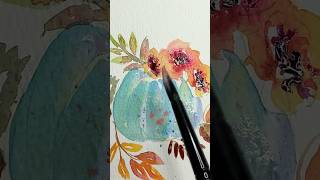 Easy Watercolor Fall Pumpkin Tutorial  Bright Colors amp Foliage Illustration StepbyStep [upl. by Suravat716]