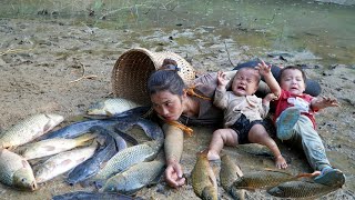 How to harvest giant fish ponds to sell  build a fish preservation oven with your children [upl. by Assenej104]