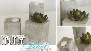 DIY Stylische DekoKerzenleuchter aus Beton einfach selber machen  Deko Kitchen [upl. by Pet]