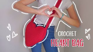 Crochet Heart Bag  Crochet Tutorial [upl. by Ker]