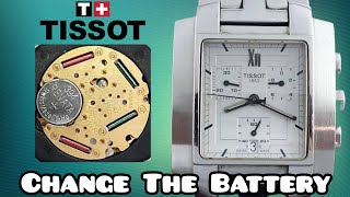 How To Change Battery TISSOT Vintage Chronograph Watch [upl. by Anoirtac]