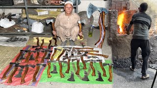 Process of Making High Quality Damascus USA Axe  How to make Damascus AXE [upl. by Acnaiv550]