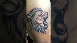 Tribal lion face tattoo NewSkoolTattoos okimi8656 tattoo viralvideo viralshorts trending [upl. by Ainsworth]