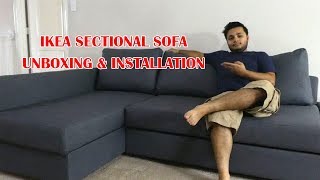 UnBoxing amp Assembling  IKEA FRIHETEN Skiftebo dark graySleeper Sectional 3 seat Sofa with storage [upl. by Xineohp749]