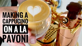 Making a Cappucino on the La Pavoni PB16 Proessional Lever Espresso Machine [upl. by Dania]