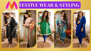 MYNTRA FESTIVE WEAR HAUL amp STYLING  MYNTRA DIWALI OUTFITS GoGlam [upl. by Neraa]