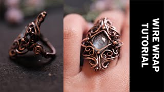 Full Tutorial Wire Wrapped Ring with Oval Cabochon  Handmade Ring Tutorial  Wire Wrapping Tutorial [upl. by Lorelei]