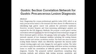 Gastric Section Correlation Network for Gastric Precancerous Lesion Diagnosis [upl. by Anhpad]