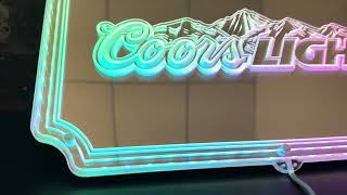 Coors Light Bar LED Neon Sign with Elegant Mirror Backing [upl. by Shulock]