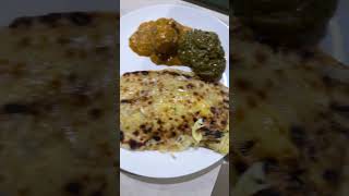 Aloo Saag  Malai Kofta Cheese Naan food streetfood indianfood follow for more [upl. by Hardigg528]