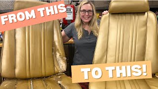 Faith walks us through the reupholstery process for the first timer Nova Chevelle Camaro GTO Seats [upl. by Taro]