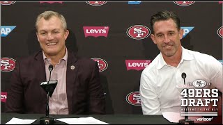 John Lynch and Kyle Shanahan Recap Day 2 of the 2024 NFL Draft  49ers [upl. by Namqul]