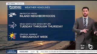 ABC 10News Pinpoint Weather with Max Goldwasser Warmer windier week ahead [upl. by Symons193]