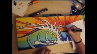 Wave Surf Art Painting [upl. by Ahsiekit]