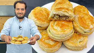 Puff Pastry Recipe  Step by Step Puffy Keema Patties [upl. by Lennor]