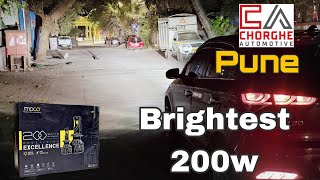 🔥powerfull🔥MOCO 200w headlight light setup 🙈for your car in Pune by Chorghe automotive  📞9579582030 [upl. by Aivull]