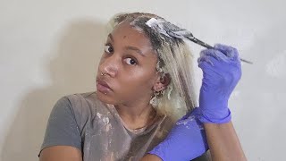 Finally Bleaching The Roots Of My Natural Hair From Start To Finish At Home [upl. by Akirdnahs]