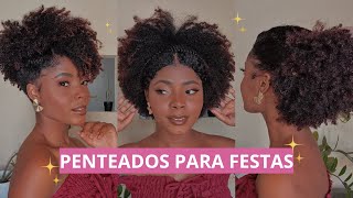 4 PENTEADOS de festas para cabelo crespo casamento formatura fim de ano madrinhas ✨ [upl. by Kreegar]