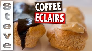 COFFEE amp CHOCOLATE ECLAIRS  How to Make Cream Eclairs [upl. by Oznofla]