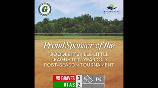 Goodlettsville TN LL 12U  5 Braves vs 1 As 05212024 [upl. by Ocsicnarf613]