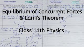 Equilibrium of Concurrent Forces  Lamis Theorem  Chapter 4  Laws of Motion  Class 11 Physics [upl. by Eidaj]