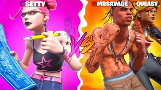 Setty vs Fortnite Pros 😳 ft Queasy MrSavage amp more [upl. by Annovy]