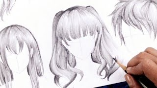 How to draw Anime quotHairquot NO TIMELAPSE Anime Drawing Tutorial for Beginners [upl. by Nidraj]