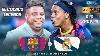 REENCONTRO DAS LENDAS DE REAL E BARÇA NO ÉL CLÁSSICO TEVE GOL E SHOW DE RONALDINHO GAÚCHO NA PARTIDA [upl. by Fesoj]