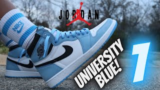 JORDAN 1 UNIVERSITY BLUE REVIEW amp ON FEET W LACE SWAPS [upl. by Philps617]