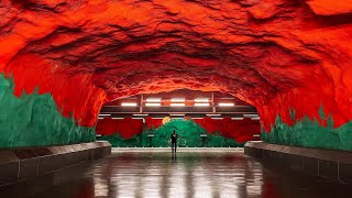 Stockholm Metro  Solna Centrum Station  Sweden  210424 [upl. by Aiam169]