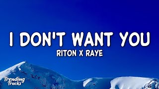 Riton x RAYE  I Dont Want You Lyrics [upl. by Isolda]