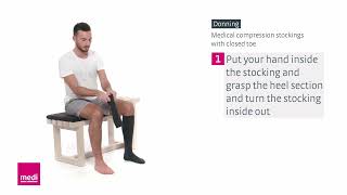 Donning mediven for Men Medical Compression Stockings Closed Toe [upl. by Patrich]