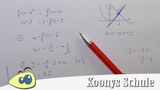 Senkrechte bzw orthogonale Gerade von Tangente bestimmen Normale  Kurvendiskussion Analysis [upl. by Assilem922]