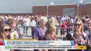 Vice President Harris holds rally at farm show complex in Harrisburg [upl. by Ylrebmyk616]