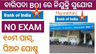 BOI Mayurbhanj Recruitment 2024  10th Pass  Apply Now odjobs [upl. by Divan]