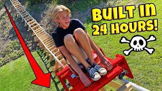 BUILT BACKYARD ROLLER COASTER IN 24 HOURS DERAILED [upl. by Anelagna126]