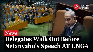 Iran Kuwait and Saudi Arabia Delegates Walkout as Netanyahu Begins Speech at UN [upl. by Darlleen48]