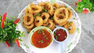 Delicious Fried Frozen CalamariSquid Rings Crispy Crunch Homemade Quick and Easy Recipe [upl. by Gustaf875]